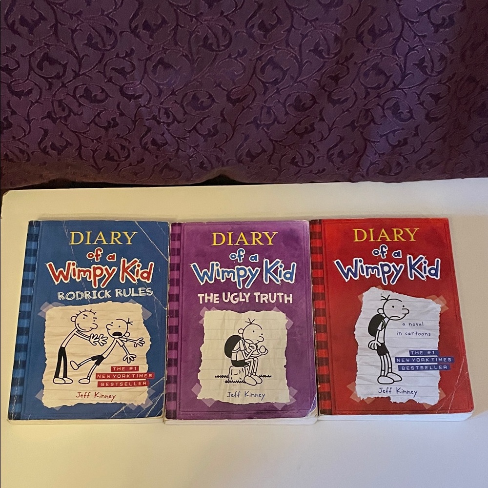 Diary of a Wimpy Kid 3 Book Set early 2000’s - Red, Purple, Blue Covers
